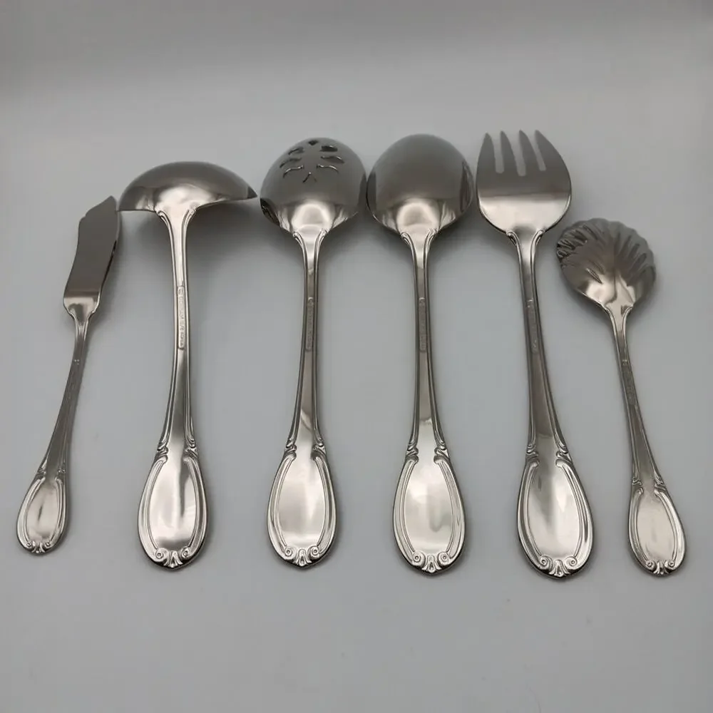 Gorham Westbrook 6 Piece Serving Hostess Set Glossy Stainless 18/8 Flatware NOS